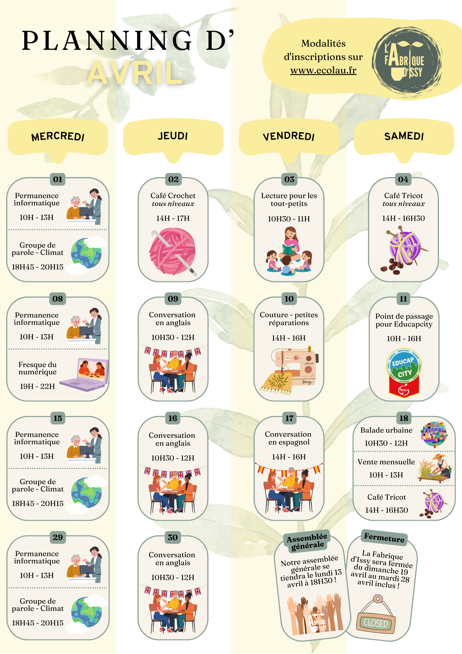 Planning de AVRIL 2026