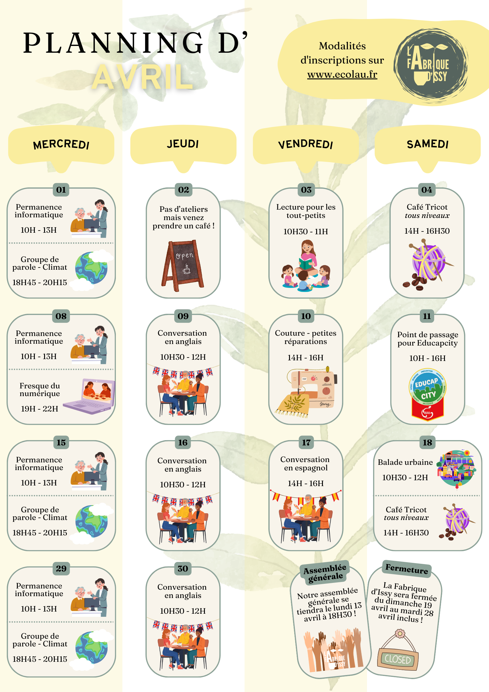 Planning de AVRIL 2026